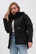Купить Ветровка спортивная женская с капюшоном softshell черного цвета 9566Ch, фото 7