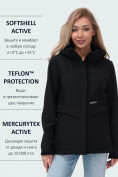 Купить Ветровка спортивная женская с капюшоном softshell черного цвета 9566Ch