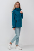 Купить Ветровка спортивная женская с капюшоном softshell синего цвета 9566S, фото 13