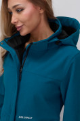 Купить Ветровка спортивная женская с капюшоном softshell синего цвета 9566S, фото 8