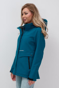Купить Ветровка спортивная женская с капюшоном softshell синего цвета 9566S, фото 6