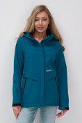 Купить Ветровка спортивная женская с капюшоном softshell синего цвета 9566S, фото 4