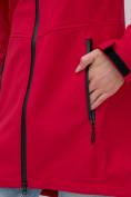 Купить Парка спортивная женская с капюшоном softshell красного цвета 9568Kr, фото 18