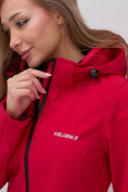 Купить Парка спортивная женская с капюшоном softshell красного цвета 9568Kr, фото 17
