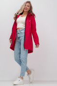 Купить Парка спортивная женская с капюшоном softshell красного цвета 9568Kr, фото 15