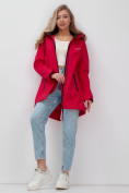 Купить Парка спортивная женская с капюшоном softshell красного цвета 9568Kr, фото 14