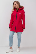 Купить Парка спортивная женская с капюшоном softshell красного цвета 9568Kr, фото 11