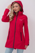 Купить Парка спортивная женская с капюшоном softshell красного цвета 9568Kr, фото 7
