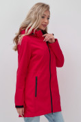 Купить Парка спортивная женская с капюшоном softshell красного цвета 9568Kr, фото 6
