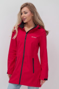 Купить Парка спортивная женская с капюшоном softshell красного цвета 9568Kr, фото 5
