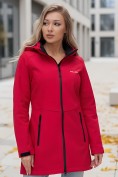 Купить Парка спортивная женская с капюшоном softshell красного цвета 9568Kr