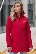 Купить Парка спортивная женская с капюшоном softshell красного цвета 9568Kr, фото 4