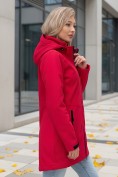 Купить Парка спортивная женская с капюшоном softshell красного цвета 9568Kr, фото 3