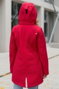 Купить Парка спортивная женская с капюшоном softshell красного цвета 9568Kr, фото 2