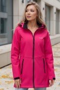 Купить Парка спортивная женская с капюшоном softshell розового цвета 9568R, фото 3