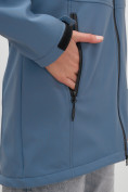 Купить Парка спортивная женская с капюшоном softshell синего цвета 9568S, фото 19