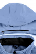 Купить Парка спортивная женская с капюшоном softshell синего цвета 9568S, фото 25