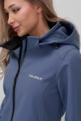 Купить Парка спортивная женская с капюшоном softshell синего цвета 9568S, фото 13
