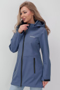 Купить Парка спортивная женская с капюшоном softshell синего цвета 9568S, фото 11