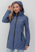 Купить Парка спортивная женская с капюшоном softshell синего цвета 9568S, фото 8