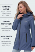 Купить Парка спортивная женская с капюшоном softshell синего цвета 9568S