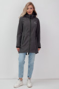 Купить Парка спортивная женская с капюшоном softshell темно-серого цвета 9568TC, фото 8
