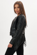Купить Короткая кожаная куртка женская черного цвета 95Ch, фото 2