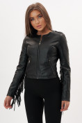 Купить Короткая кожаная куртка женская черного цвета 95Ch