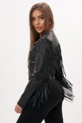 Купить Короткая кожаная куртка женская черного цвета 95Ch, фото 5