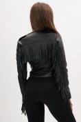 Купить Короткая кожаная куртка женская черного цвета 95Ch, фото 6
