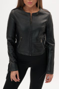 Купить Короткая кожаная куртка женская черного цвета 95Ch, фото 7