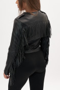 Купить Короткая кожаная куртка женская черного цвета 95Ch, фото 8