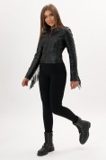 Купить Короткая кожаная куртка женская черного цвета 95Ch, фото 9