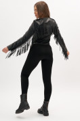 Купить Короткая кожаная куртка женская черного цвета 95Ch, фото 10