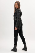Купить Короткая кожаная куртка женская черного цвета 95Ch, фото 11