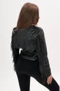 Купить Короткая кожаная куртка женская черного цвета 95ECh, фото 2