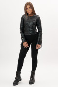 Купить Короткая кожаная куртка женская черного цвета 95ECh, фото 3