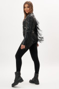 Купить Короткая кожаная куртка женская черного цвета 95ECh, фото 4