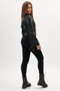 Купить Короткая кожаная куртка женская черного цвета 95ECh, фото 5