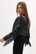 Купить Короткая кожаная куртка женская черного цвета 95ECh, фото 6
