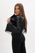 Купить Короткая кожаная куртка женская черного цвета 95ECh, фото 7