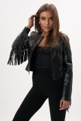 Купить Короткая кожаная куртка женская черного цвета 95ECh, фото 8
