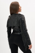 Купить Короткая кожаная куртка женская черного цвета 95ECh, фото 9