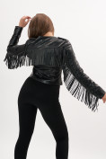 Купить Короткая кожаная куртка женская черного цвета 95ECh, фото 10