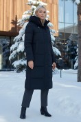Купить Пальто утепленное стеганное зимнее с капюшоном женское черного цвета 9601Ch, фото 4