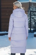 Купить Пальто утепленное стеганное зимнее с капюшоном женское фиолетового цвета 9601F, фото 3