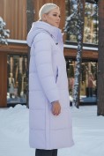 Купить Пальто утепленное стеганное зимнее с капюшоном женское фиолетового цвета 9601F, фото 2