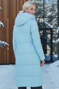 Купить Пальто утепленное стеганное зимнее с капюшоном женское голубого цвета 9601Gl, фото 3