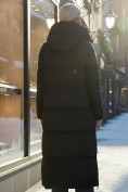 Купить Пальто утепленное стеганное зимнее с капюшоном женское черного цвета 9602Ch, фото 3