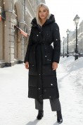 Купить Пальто утепленное стеганное зимнее с капюшоном женское черного цвета 9605Ch, фото 8